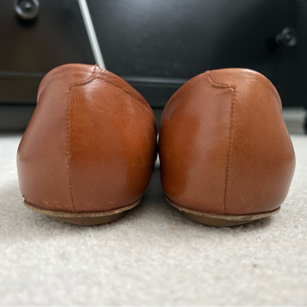Jil Sander Light Brown Leather Square Toe Flat Ballet Shoes Size 37 7 - Picture 8 of 13